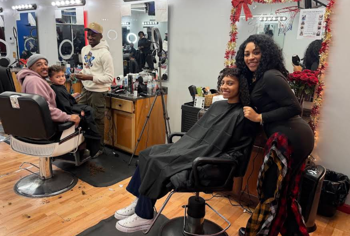 Family day — barber chairs and stylist chair side by side